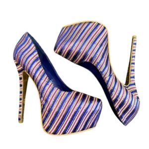 Alba Multicolor Striped Platform Stiletto Heels